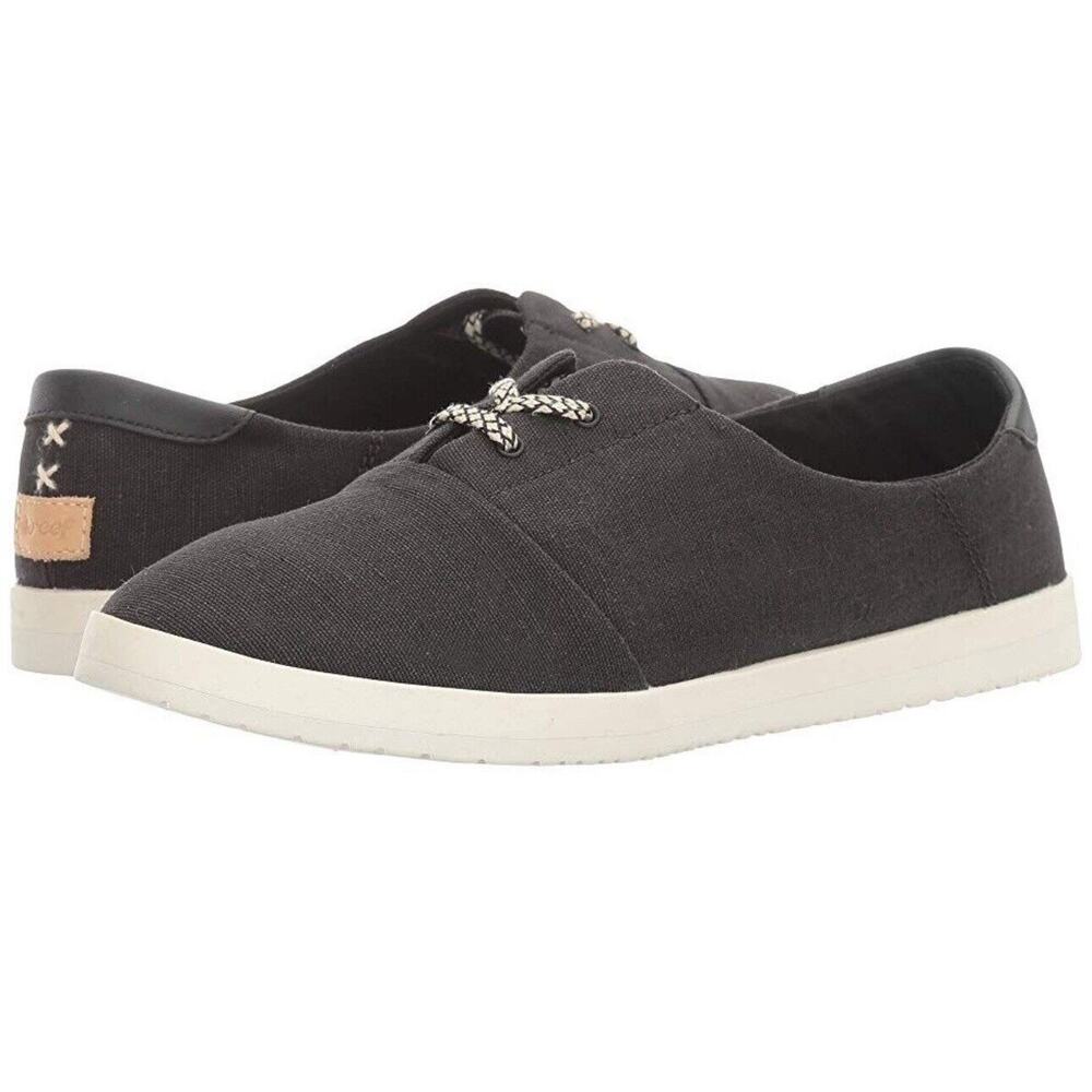 Reef Women’s Canvas Slip-On Sneakers in Charcoal with White Sole